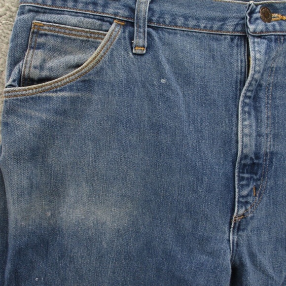 Vintage 1980's Wrangler Jeans Men's 38 Short Distressed Stone Wash Blue 84414KB - Picture 3 of 14